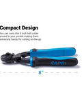 8 Inch Mini Bolt Cutter With Double Heat Treated CrMo Blades, ergonomic grips, blue and black, compact design