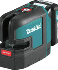 Heavy Duty Cordless Cross Line Laser Level Kit With 12 Volt Battery And Red Beam Self Leveling Tech, compact design for precise layout tasks.