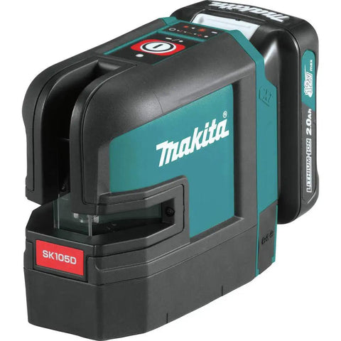 Heavy Duty Cordless Cross Line Laser Level Kit With 12 Volt Battery And Red Beam Self Leveling Tech, compact design for precise layout tasks.