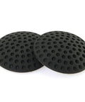 Two Piece Black Wall Protectors For Doors Self Adhesive Rubber Bumpers And Silencers Door Stopper Crash Pad For Home And Office Fits Smooth Walls And Surfaces 2 Inch Diameter Durable And Easy To Install shown front view