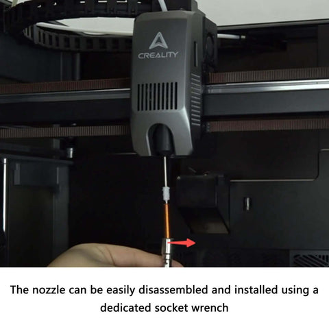 Installing 0.4mm Unicorn Nozzle Kit for K2 Plus Hi Combo and K2 Pro 3D Printers with socket wrench visible