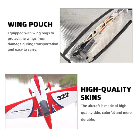 VOTEC 322 67 Inch Fixed Wing Electric RC Model Airplane PNP AM670 Motor with wing pouch and high-quality skins display