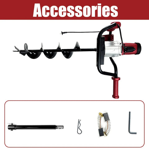 Powerful 1500W Electric Post Hole Digger With 6 Inch Auger Bit for Fence Posts and Accessories