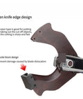 Gazogj 250Kn Rechargeable Hydraulic Cable Cutter With Ez-120c Motor showing open knife edge design and guide block feature.