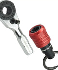 EDC Mini Ratchet Wrench With One Quarter Inch Hex End And Bit Holder For Quick Bit Changes, Pocket Sized Grab And Go Multitool