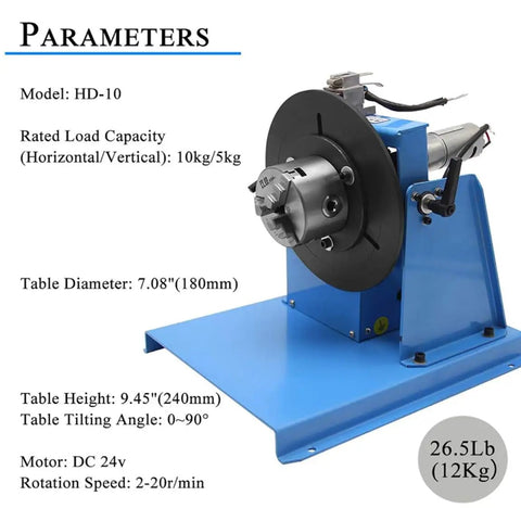 Real Solid Rotary Welding Positioner That Lets You Bang Out Welds Smoothly With Quick 0 To 90 Degree Tilting and Easy Manual Turntable Flip, HD-10 model.
