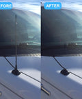 Before and after of Antenna Delete Cap For Ford F Series Trucks And Bronco, Clean Low-Profile Antenna Base Cover installation.