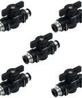 5 Pack 6mm Pneumatic Ball Valve With Push To Connect Quick Connect Fittings For Air Lines And PVC Flow Control Hoses shown