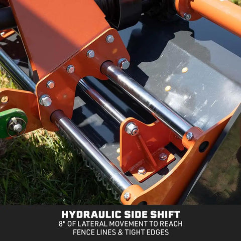 3 Point 60 Inch Flail Mower With Hydraulic Side Shift For Cat 1 Tractors And Loaders, PTO Powered 40-50HP Mowing Attachment With Replaceable Forged Hammer Blades, Built Beefy For Real Tough Underbrush