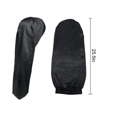 Extra Large Satin Sleep Cap For Long Hair And Braids Silk Bonnet For Overnight Protection No Slip Fit, Soft Black Satin Night Cap