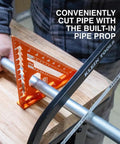 Seven Inch Double Laser Etched Aluminum Rafter Square With Badass Accuracy And No Hassle Multifunctional Carpenter Measuring Layout Tool Featuring Smooth Triangle Ruler For Tight Woodworking Cuts in use cutting pipe.