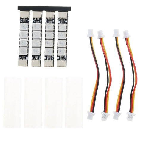 Programmable 2812 LED Arm Light Kit for FPV Drones, 4-Strip set with cables and adhesive, colorful quadcopter lighting accessories for night ops