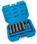 11 Piece Chrome Molybdenum Steel Extractor Set For Damaged Fasteners, 3/8 Inch Drive Rusted Nuts And Screws Removal Kit in blue box