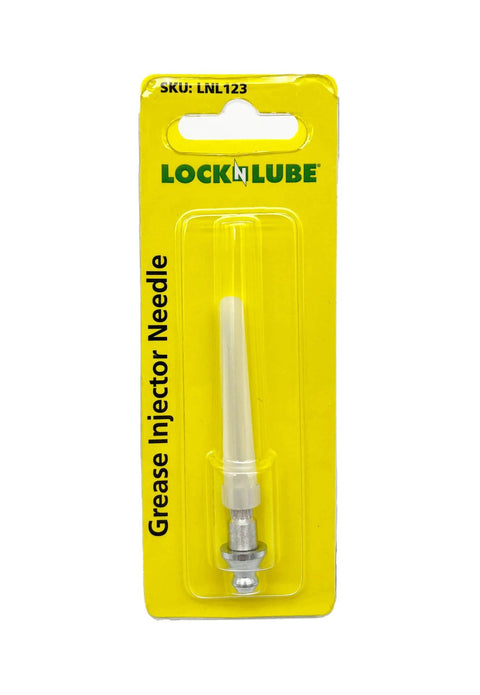 LockNLube grease injector needle in yellow packaging; metal needle