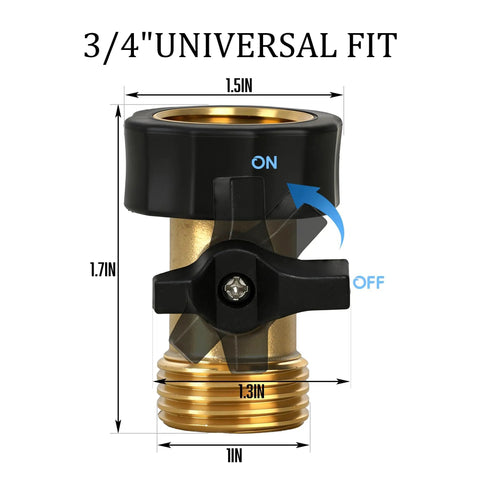 Built Tough Three Quarter Inch Garden Hose Shut Off Valve Set With Ergonomic Handle Solid Brass Construction Leak Proof Rust Resistant