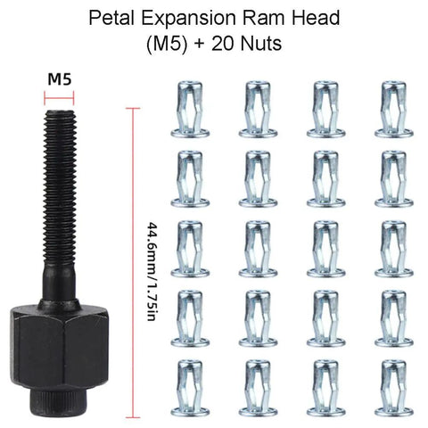 Heavy Duty M6 Rivet Nut Tool Kit Features 20 Pieces Of Petal Head Expansion Clamps For Manual Riveter And Fastener Work That Is Rock Solid, M5 black steel head with 20 petal nuts