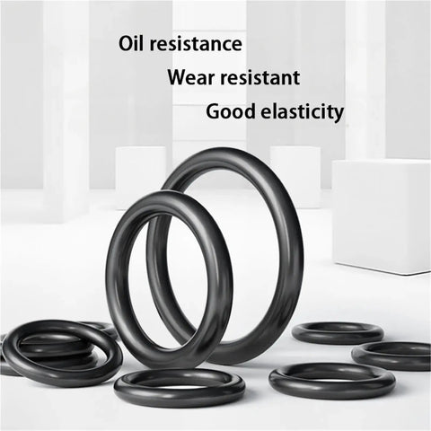 2.4mm O Ring Set Gasket Seal Kit Nitrile Rubber O Rings Assortment For Automotive And Industrial Use High Elasticity And Wear Resistant Seals Great For Replacement In Machinery Automotive Plumbing And Marine Projects Durable Performance, black nitrile O-rings on white background