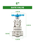 Forged 304 Stainless Steel Weld Gate Valve 1 Inch OD Rotary Sluice Valve With Wheel Handle For Water Oil Gas front view