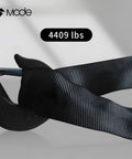 Side view of Mode black polyester lifting sling; 6.56 ft by 1.96 in, 4409 lb capacity