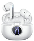 Rock Solid Wireless Earbuds With Bluetooth 5.3 And HiFi Stereo Sound Featuring 50H Playtime And Led Digital Display in charging case.
