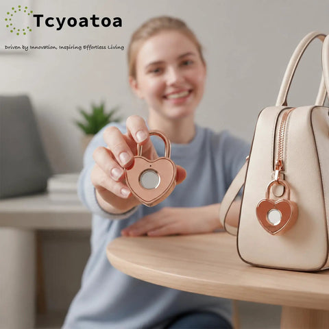 Dope Heart Shaped Fingerprint Padlock In Rose Gold Small Smart Lock For Gym Lockers Backpack School Mailbox Travel Case Valentines Gift For Her Engraved With Love Is Forever