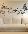 Live Every Moment Laugh Every Day Love Silent Wall Sticker Black PVC Non Toxic Family Inspirational Wall Art For Baby Room Living Room Kitchen 35.4 By 23.6 Inches Perfect For Home Decor And Fam Vibes above sofa