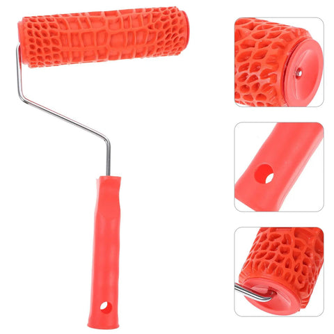Decorative Textured Wall Paint Roller With Ergonomic Handle Creates Realistic Wood Grain Effects Dry Emboss Plaster Design For Diy Home Project To Nail That Wood Look, featuring a heavy-duty rubber surface.