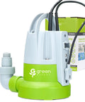 Zero Puddle Headache Automatic Submersible Utility Pump With Smart Water Sensor For Last Inch Draining Soaked Basements Garages And Hot Tubs With 10 Foot Cord, close-up view with packaging.