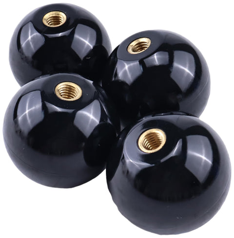 Four Pack Threaded Ball Knob Set M6x35mm Black Joystick Handle Grips For Lighting Installations Control Levers Lawn Mowers