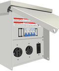 Weatherproof Temporary Power Outlet Panel For RVs And Construction Sites With 20 30 50 Amp Receptacles Prewired And Breaker Equipped