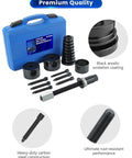 19 Piece Universal Front Wheel Drive Bearing Puller Kit For Front Wheel Hub Removal And Bearing Installation On Vehicles, Pro Grade Heavy Duty Carbon Steel Construction, Keeps Knuckle And Strut Intact