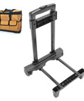 Heavy Duty Folding Hand Truck With 4 Wheels And Detachable Tray, black frame and wheels for easy transport of tools.