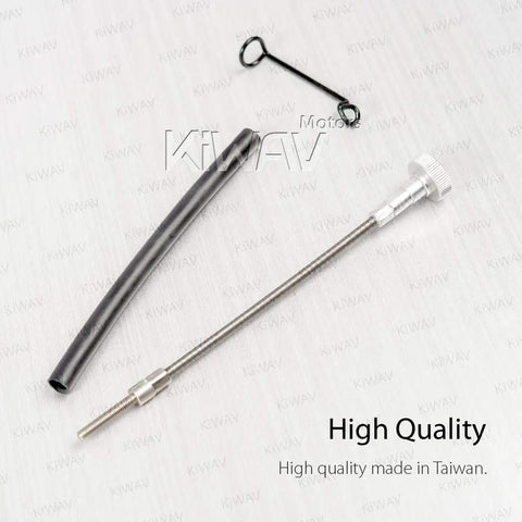 Extend Idle Speed Adjustment Screw Featuring Flexible Shaft And Knurled Grip For Harley V Twin Carburetors No Sweat Hand Tune Up components laid out on a surface.
