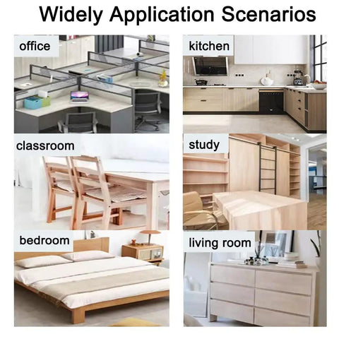 Image showing widely application scenarios of furniture setups in office, kitchen, classroom, study, bedroom, and living room.