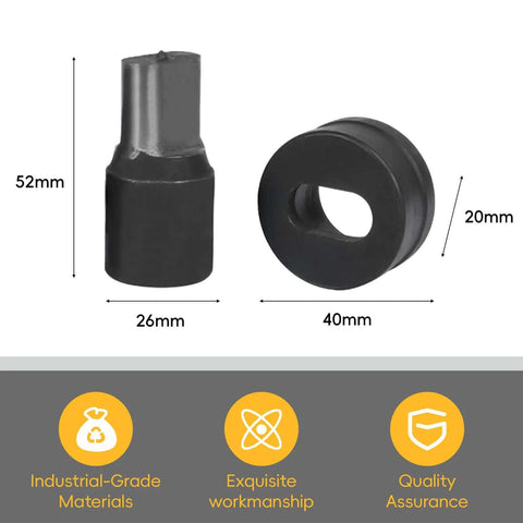 Heavy Duty Hydraulic Oval Hole Punch Die For CH-70 System Replacement 11x18mm shown with dimensions for steel, copper, and aluminum plates.
