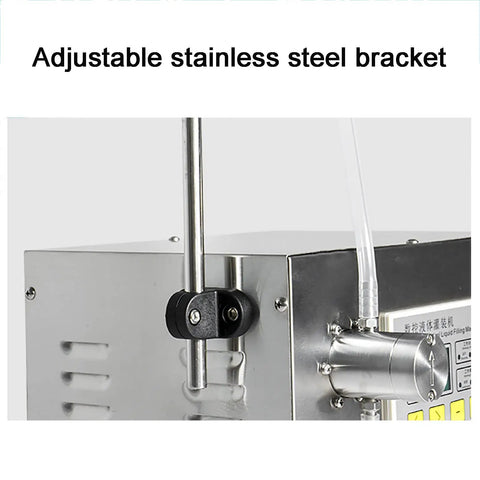 Adjustable stainless steel bracket of Semi Automatic Liquid Filling Machine With Stainless Steel Peristaltic Pump And Digital LCD Screen For Bottles Beer Wine Vinegar Milk Perfume Featuring Built Like A Tank Design And Smooth Foot Switch Zero Guesswork.
