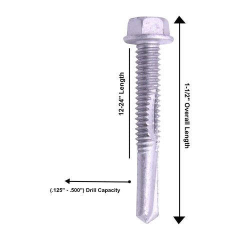 Hex Washer Head Self Drilling Tek Screws For Attaching Sheet Metal To Steel 12 To 24 Size Zinc Plated Steel Self Tapping Fasteners