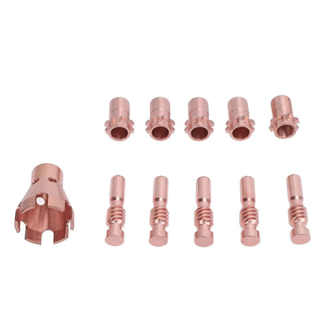 Dope Welding Consumables Kit For 100L And Tweco Mini Guns featuring copper contact tips and nozzles for easy MIG welding setup.