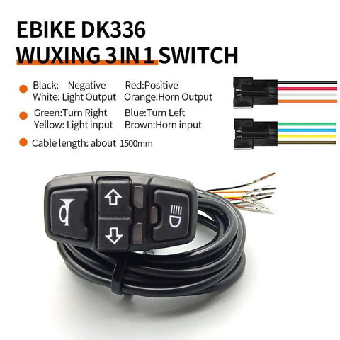 Electric Bicycle Headlight And Tail Light Horn Switch Cable Parts Rubber Ebike Accessories Replacement Kit