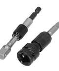 11 Piece Socket Adapter Kit With Hex Shank Square Head And Self Locking Design For Air Screwdriver Electric Drill Made From Durable Chrome Vanadium Steel For Heavy Duty Jobs That Really Pop In The Toolbox, two black adapters