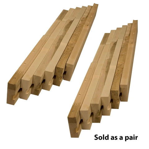 Premium Soft Maple Table Slide Set Offering Heavy Duty Extension Hardware For Four Leg Dining Tables To Guarantee A Smooth Ride With Absolutely No Clutch Hassle Today, shown in two pairs of maple wooden slides.