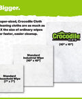 Comparison showing All-Purpose Cleaning Wipes - Extra Large 15x10 Plant-Based Disposable Cloths vs smaller wipes