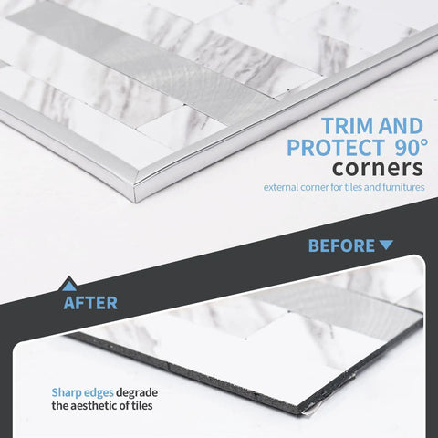 Peel And Stick Outdoor Vinyl Corner Trim For Tile And Wall Edges Easy Cut For Furniture Decor 20 Ft Roll Durable PVC