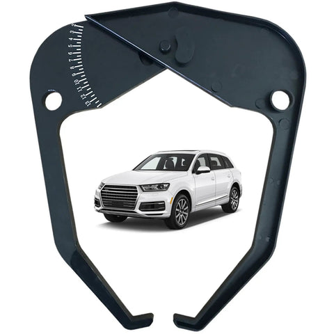 Nyutcwe Wheel Rim Measuring Tool, ABS Tire Width Gauge with measurement scale, against a background of a white SUV.