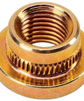 Bulk Bracket Clinch Nut 3/8-24 Thread heavy duty gold automotive hardware close-up view, designed for reliable brake system mounting.