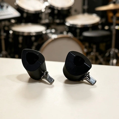 Metal Cymbal Holder Locator Positioner Limiter Anti Rotation For 26 5mm And 35mm Electronic Drum Arms showing two black stoppers.