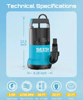 One HP Submersible Water Pump With 4755GPH High Flow Beast 23ft Hose Kit Anti Clog Filter Net technical specifications
