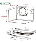 Diagram of Ultra Quiet 90 CFM Bathroom Exhaust Fan With Light Powerful Moisture And Odor Ventilation For Your Home One Point Five Sones Built For Rooms Up To 85 Square Feet Light Combo Durable Build With Three Year Warranty showing dimensions.