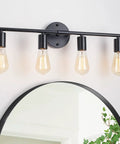4 Light Black Vanity Light Fixture For Bathroom Over Mirror Vintage Farmhouse Industrial Wall Sconce With E26 Bulbs Compatible