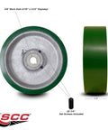 Poly Tread Cast Iron Keyed Drive Wheel 5 Inch By 1.5 Inch With Five Eighth Inch Bore For Industrial Machinery And Heavy Equipment Applications, Durable Circular Wheel For Smooth Operation shown from front and side view with set screws visible.